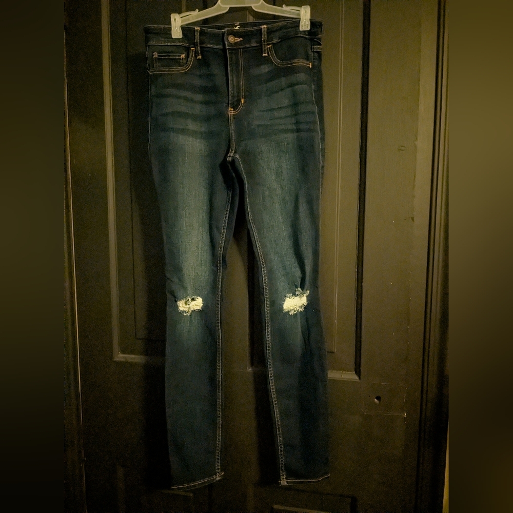 Hollister Dark Blue Distressed Skinny Jeans